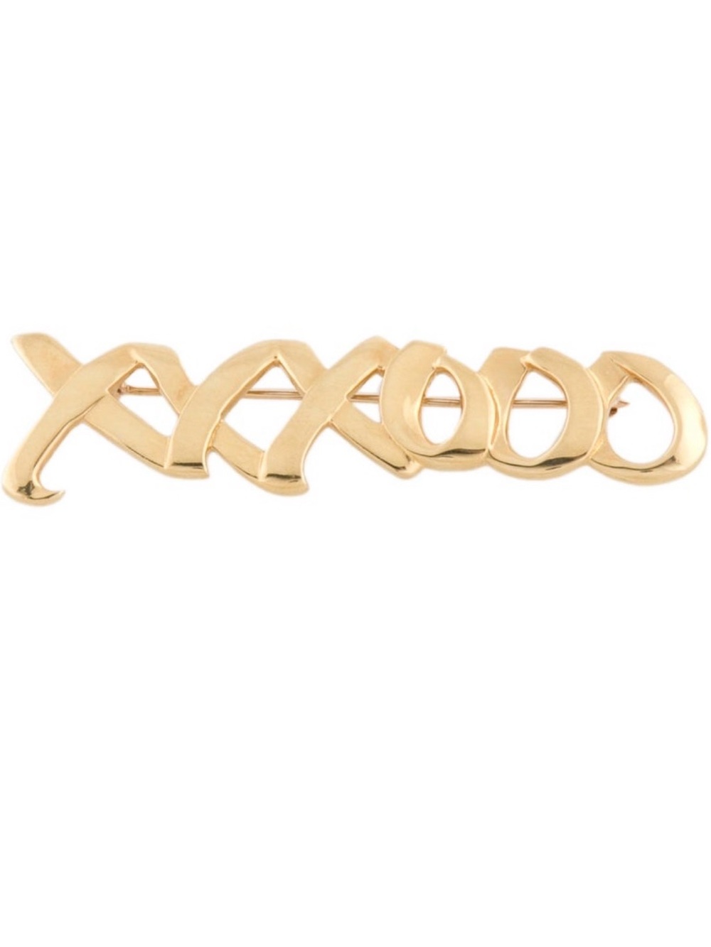Tiffany & Co. Gold Script XOXO Brooch Gold Kisses Pin